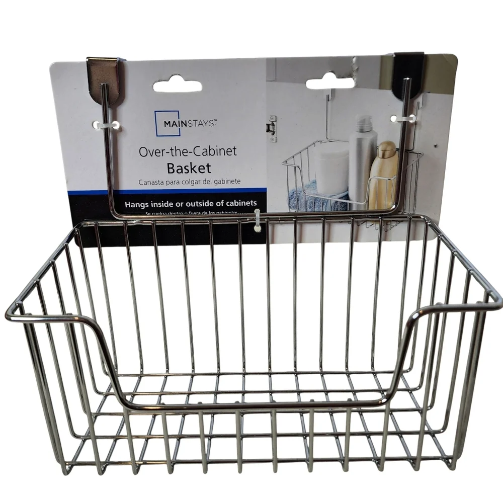 Mainstays rack chrome storage/organization over door hanging basket nwt's
